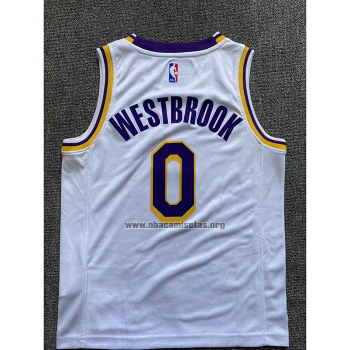 Camiseta Nino Los Angeles Lakers Russell Westbrook NO 0 Association 2022-23 Blanco